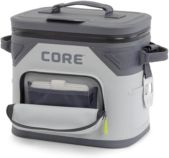 CORE Magnetic Leak Proof Soft Cooler with Waterproof Zipper | Insulated Bag Portable Ice Chest Box | Best Soft Cooler for Food & Beverages for Tailgating, Car Camping, Travel, and Family Beach Picnics