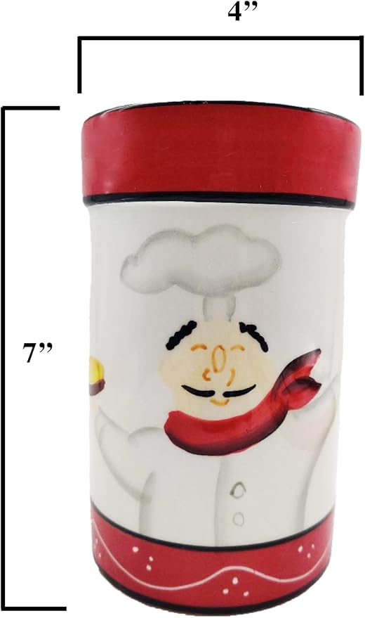 ACK Tuscany Colorful Plump Bistro Chef Hand Painted Ceramic Utensil Jar, Utensil Holder, Utensil Crock, Modern Kitchen Decor, Kitchen Storage for for Spoon, Ladle, Spatula and More