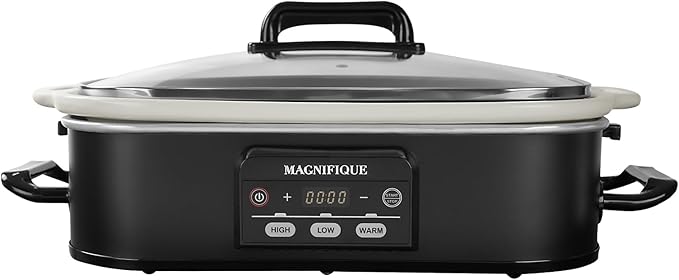 4 Quart Casserole Programmable Slow Cooker with Ceramic Baking Dish - Perfect Kitchen Small Appliance for Family Dinners, Oven Safe and Durable Bakeware for Lasagna, Roasts