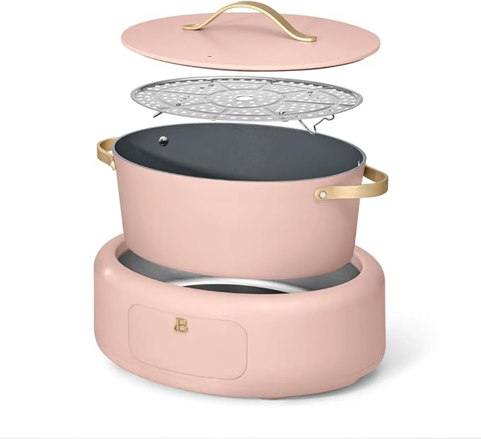 Beautiful 10-in-1 6-Quart Electric Multi-Cooker with Ceramic Coated Pot, Oven Safe to 400°F, Easy Cleanup & Multi-Function Cooking, by Drew Barrymore (Rose)