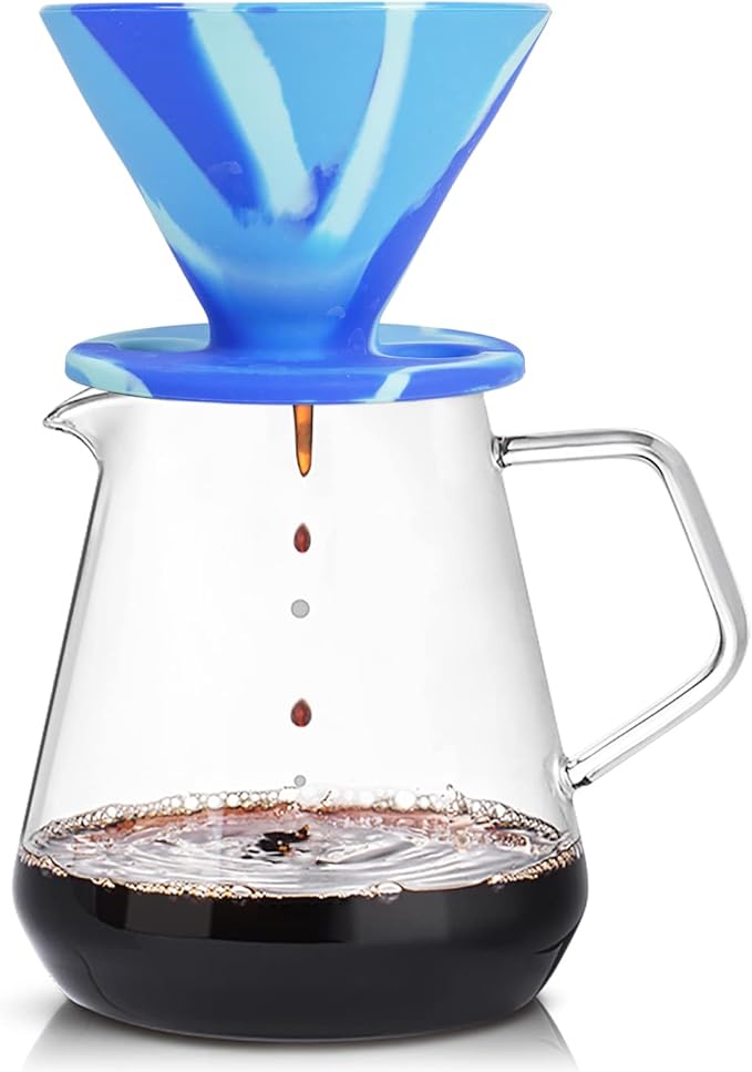 The Original JavaFlex Premium Foldable Silicone Pour Over Coffee Maker and Storage Pouch. Uses #2 V60 Cone Coffee Filters