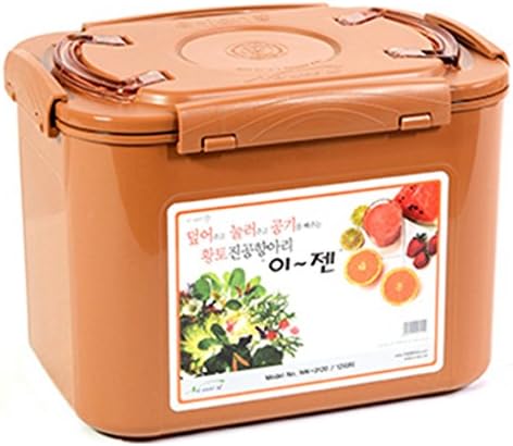 e-jen Premium Kimchi, Sauerkraut Container Probiotic Fermentation with Inner Vacuum Lid (Earthenware Brown, 3.1 gal/ 12L)