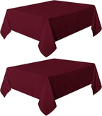 sancua 2 Pack Burgundy Tablecloth 54 x 54 Inch, Stain and Wrinkle Resistant Square Table Cloth - Washable Polyester Table Cover for Dining Tables, Buffet Parties and Camping