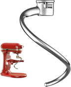 GVODE Stainless Steel Spiral Dough Hook for Kitchenaid Stand Mixer, Bread Hook Fits Kitchenaid 5Plus & 6QT Bowl-Lift Stand Mixers, Dishwasher Safe, Not Fit for KitchenAid TILT-HEAD Mixer