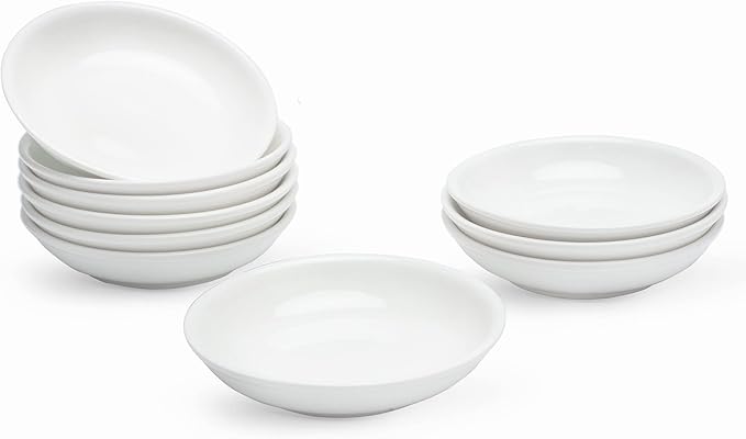 UIBFCWN 3 Oz Ceramic Dipping Bowls, Soy Sauce Dishes Set of 10, Dipping Sauce Cups/Bowls/Dishes for Kitchen, Mini Appetizer Plates for Condiment Sushi Ketchup BBQ Party, 4 Inch