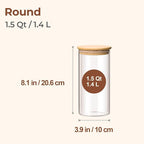 ComSaf Airtight Glass Storage Canister with Wood Lid(1.5 Qt), Set of 3 Glass Jars with Lids, Clear Food Storage Container Jar with Sealing Lids for Dry Food Cereal Oat Sugar Tea Coffee Beans, Round