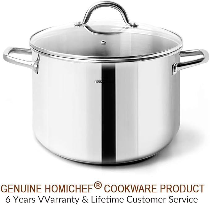 HOMICHEF Small Stock Pot 4 Quart Nickel Free Stainless Steel - 4 Qt Stockpot With Lid - Induction Pot