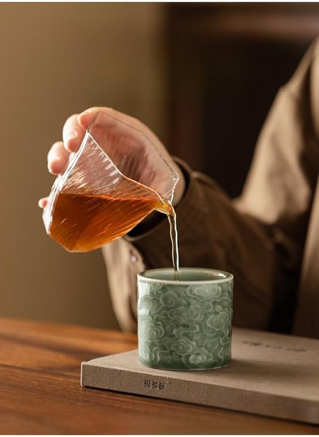 Ceramic Espresso Cups Set of 2 or 4-3oz Demitasse Cups for Coffee & Tea, No Handles, Durable & Dishwasher Safe ((green, 4)