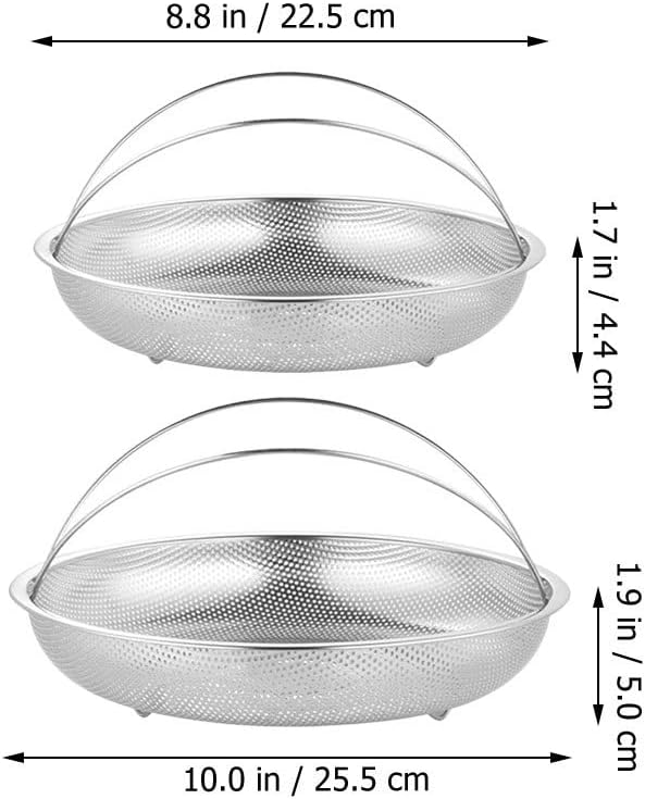 2Pcs Stainless Steel Steamer Basket with Handle - Versatile Food Steaming Rack for Rice Dumplings Vegetables and More Ideal for Home Cooking