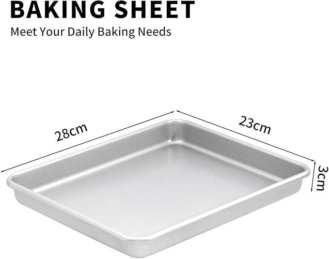 2-PACK Toaster Oven Pans for Baking,Shinsin 9X11 Non-stick Baking Trays, 57% Thicker Cookie Sheet Pans Set, Dishwasher Safe and Heavy Duty Small Replacement Trays for Toaster Cven (Silver)