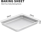 2-PACK Toaster Oven Pans for Baking,Shinsin 9X11 Non-stick Baking Trays, 57% Thicker Cookie Sheet Pans Set, Dishwasher Safe and Heavy Duty Small Replacement Trays for Toaster Cven (Silver)