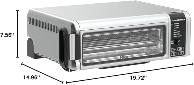Ninja Digital Air Fry Countertop Oven, 8-in-1 Functionality, 1800W, Flip-Up Design, XL Capacity, Air Fry Basket, Wire Rack & Crumb Tray, Silver, SP101