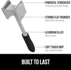 GORILLA GRIP Patented Dual-Sided Meat Tenderizer, Heavy Duty Kitchen Mallet with Soft Handle, Spiked Side Tenderizes and Smooth Flattens, Maximize Food Flavor, Commercial Grade Chicken Pounder, Black