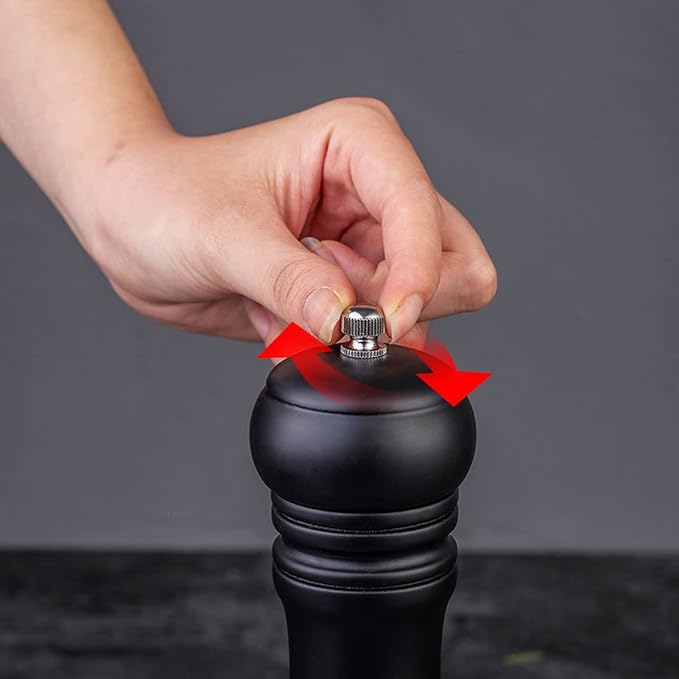 Wooden Pepper Mill Set Salt Black Pepper Grinder Kit Manual Mills Solid with Strong Adjustable Ceramic Grinders 2 Piece 8 Inches