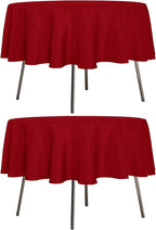 sancua 2 Pack Round Tablecloth 60 Inch Red, Stain and Wrinkle Resistant Table Cloth - Washable Polyester Table Cover for Dining Tables, Buffet Parties and Camping