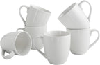 Coffee Mugs Set of 6, 16Oz Large Ceramic Mugs with Comfort Grip, White Porcelain Coffee Cups for Cocoa, Latte, Hot Tea, Cappuccino, Mocha, Milk, Dishwasher Safe, 5.5 x 4.5 inch