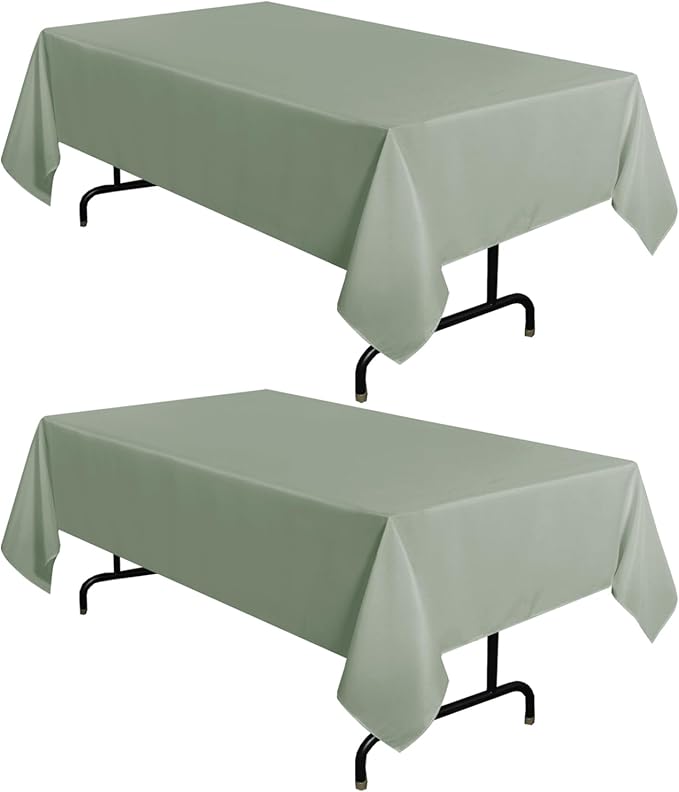 sancua 2 Pack Sage Green Tablecloth 60 x 102 Inch, Rectangle Table Cloth for 6 Feet Tables - Stain and Wrinkle Resistant Washable Polyester Table Cover for Dining Tables, Buffet Parties and Camping
