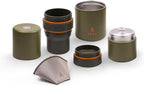 Nest Pour Over Coffee Kit | Coffee Maker for Camping | All-In-One Travel Pour Over | Transportable Dripper, Two 10oz Stainless Steel Travel Mugs | Compact Storage & Adventure Ready | Deep Moss