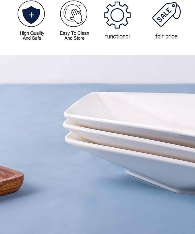 DELLING 13.7 inch Serving Platter, Geometric Serving Plates, White Porcelain Platters for Serving Food, Serving Trays for Party, Entertaining, Appetizer, Fruit, Salad, Oven Safe Dinnerware Set of 3