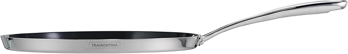 Tramontina Utsava 11-Inch Tri-Ply Clad Stainless Steel Ceramic-Coated Dosa Tawa, Non Stick Tava Pan for Roti, Crepe Pan, Comales para Tortillas, Pancake Griddle, Nonstick Flat Skillet