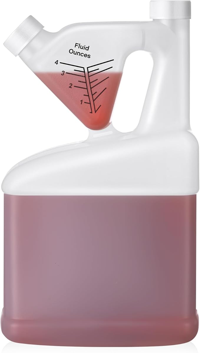 1 Pcs 64 oz Measure Container Tip and Pour Measuring Containers Plastic Measuring Bottle, up to 4oz Measure Capacity