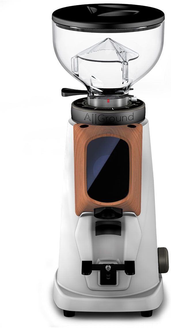 AllGround Sense All Purpose Home Coffee Grinder - Residential Grinder - Made in Italy - By Fiorenzato (White w/Wood)