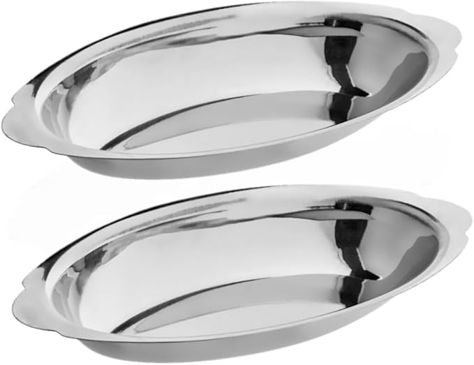 Soro Essentials- 12 oz. Stainless Steel Oval Au Gratin Dish Set of 2- Serving Dish for Individual Serving Casseroles Lasagna & Cobblers Table Serving Dishes Casserole Dishes Individual Gratin Dishes