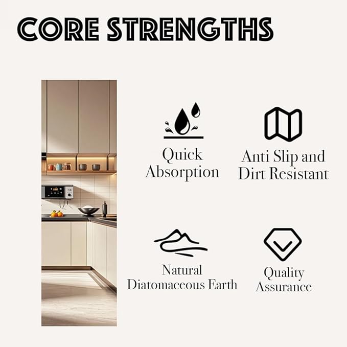 Large Stone Dish Drying Mat for Kitchen Counter Eco - Friendly Absorbent Diatomaceous Earth Bath Mat Quick Dry for Kitchen Dishes Bottles Cups Bathroom Any Countertop (Dark Grey24"×16"Square)