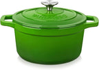 vancasso Enameled Cast Iron Dutch Oven, 2.5 QT Green Naturally Non-Stick Casserole Dish Cookware, with Stainless Steel Knob Lid Cast Iron Casserole for Steam Braise Bake Broil Saute Simmer Roast