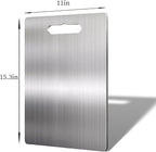 Titanium Cutting Boards for Kitchen - Dual-Sided Stainless Steel Cutting Board Hangable Design, Easy to Clean, Durable and Rust-Resistant for Meat, Vegetables & Fruits