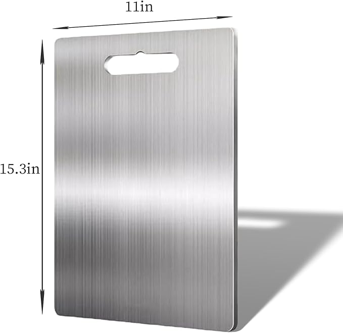 Titanium Cutting Boards for Kitchen - Dual-Sided Stainless Steel Cutting Board Hangable Design, Easy to Clean, Durable and Rust-Resistant for Meat, Vegetables & Fruits