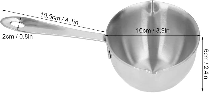 Mini Butter Warmer, 6.7oz/200ml Stainless Steel Mini Butter Warmer Coffee Milk Warmer Pot with Dual Pour Spouts Small Saucepan Chocolate Melting Pot (Silver)