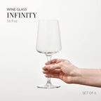 Krosno Red Wine Glasses | Elegant Design | Set of 6 | 16.9 oz | Infinity Collection | Ideal for Home, Restaurants and Receptions | Dishwasher Safe | Lead-Free Crystal Glass
