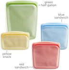 Stasher Premium Silicone Reusable Food Storage Bags, 4-Pack, Multi, Multi-Use Food Storage Bags, Lunch Bag, Travel Containers, BPA Free, Leak-free, Dishwasher-Safe, Eco-friendly