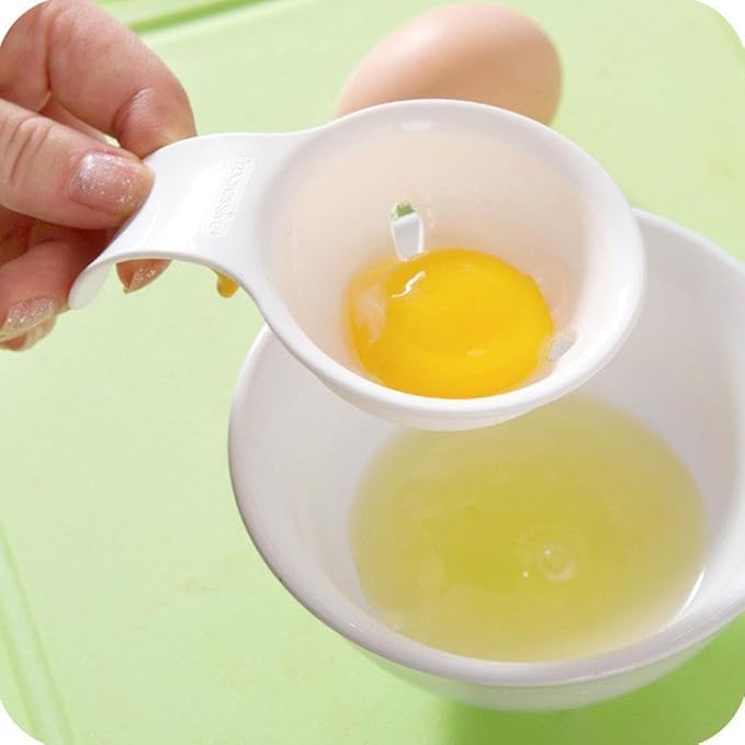 Plastic Egg Yolk Separators with Bowl Clip - Easy Egg White and Yolk Filter for Baking, Soufflés, and Cooking - Easy-to-Clean Kitchen Gadget for Raw Eggs- Hollow Design Strainer for Cakes and Desserts