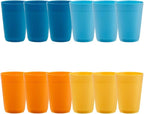 US Acrylic Newport 10 ounce Unbreakable Plastic Stackable Juice Tumblers in 4 Sunrise Colors | Set of 12 Drinking Cups | Reusable, BPA-free, Made in the USA, Top-rack Dishwasher and Microwave Safe