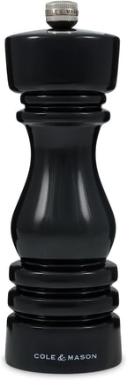 Cole & Mason London Refillable Spice Mill - Kitchen & Home Accessory - Table Salt Grinder - Salt Mill with Ceramic Mechanism - 7", Black Gloss