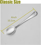 Wesdxc56 Demitasse Espresso Spoons, Mini Coffee Spoon, 4 Inches Stainless Steel Small Spoons for Dessert, Set of 6（Silver)
