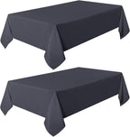 sancua 2 Pack Dark Grey Tablecloth 60 x 102 Inch, Rectangle 6 Feet Table Cloth - Stain and Wrinkle Resistant Washable Polyester Table Cover for Dining Tables, Buffet Parties and Camping