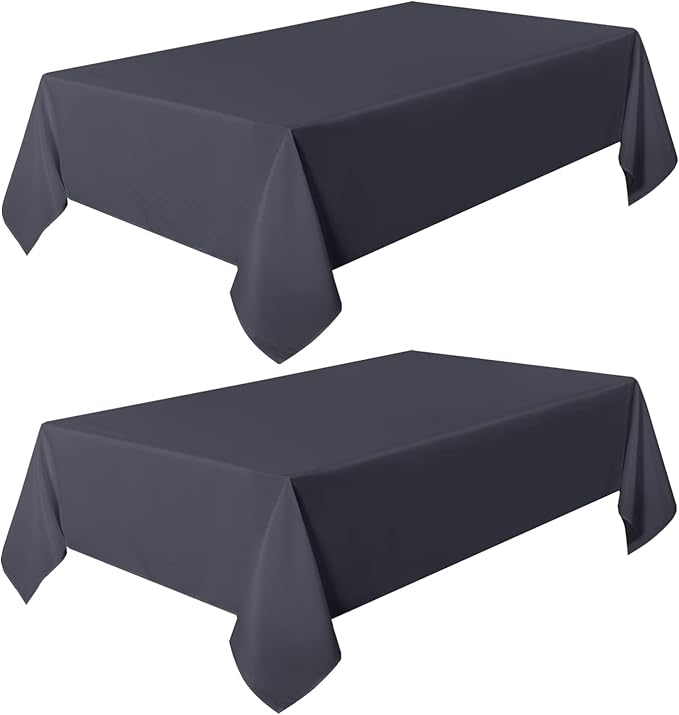 sancua 2 Pack Dark Grey Tablecloth 60 x 120 Inch, Rectangle 8 Feet Table Cloth - Stain and Wrinkle Resistant Washable Polyester Table Cover for Dining Tables, Buffet Parties and Camping