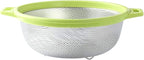 Stainless Steel Colander With Handle and Legs, Large Metal Green Strainer for Pasta, Spaghetti, Berry, Veggies, Fruits, Noodles, Salads, 5-quart 10.5” Kitchen Mesh Colander, Dishwasher Safe