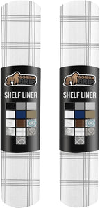 GORILLA GRIP Slip Resistant Drawer and Shelf Liner 2 Pack, Non Adhesive Water Resistant, Easy Trim, Smooth Surface Liners for Kitchen Cabinet, Shelves, Drawers Pantry, 20 IN x 20 FT, Stripe Gray White