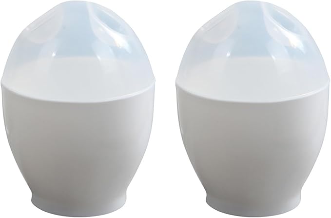 2 Pcs Microwave Egg Cookers, Egg Shaped Function Egg Boiler Cooks with Lid for Home Poached Breakfast