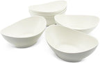 JOYMAY Oval Salad Bowls Set, 34oz Serving Bowls for Kitchen 8.8" Large Bowls for Soup, Oatmeal, Pasta, Snacks, Deep Soup Bowls Set for Salad, Fruit, Vegetable, Ramen, 6PC (White)
