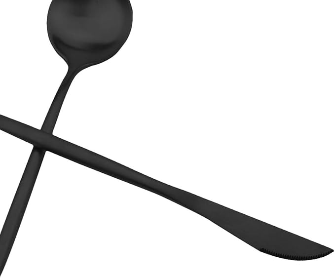 JASHII Luxury Black Flatware, Silverware Sets, 24-pieces Elegant Cute 18/10 Stainless Steel Silverware Set for Eating Home Kitchen Hotel Restaurant, Service Sets for 4 People, Dishwasher Safe