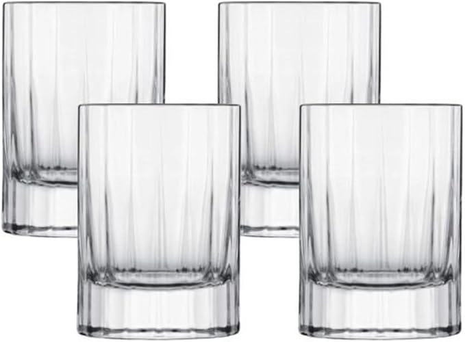Luigi Bormioli Bach 2.25 oz Liqueur Glasses, Set of 4 - Fine Laser-Cut Rims Durable Thick Base, Made of SON-hyx Crystal - Sinuous Design Mixed Drink Glass - Made in Italy, Dishwasher Safe