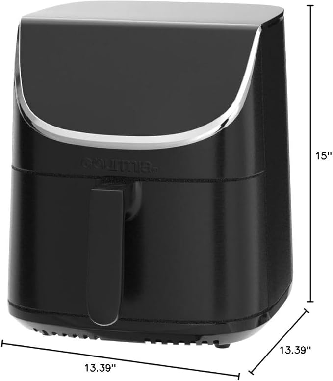 Gourmia Air Fryer Oven Digital Display 7 Quart Large AirFryer Cooker 12 Touch Cooking Presets, XL Air Fryer Basket 1700w Power Multifunction GAF716 Black and Stainless Steel Accents FRY FORCE 360°