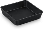 TeamFar Square Cake Pan, 6 Inch Square Brownie Lasagna Pan with Stainless Steel Core & Nonstick Coating, for Baking Roasting Serving Storing Food, Healthy & Oven Safe, Deep Side & Easy Cleanup