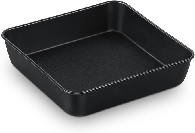 TeamFar Square Cake Pan, 6 Inch Square Brownie Lasagna Pan with Stainless Steel Core & Nonstick Coating, for Baking Roasting Serving Storing Food, Healthy & Oven Safe, Deep Side & Easy Cleanup
