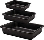 Rectangle Cake Pan, Deep Baking Pans Set Nonstick, 9/11/13 Inch, Heavy Duty Thickness Bakeware Roasting Tray for Toaster Oven, Thanksgiving Christmas Roast Turkey Pan, 3-Pack, Black